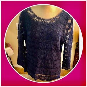 Navy Lace Top